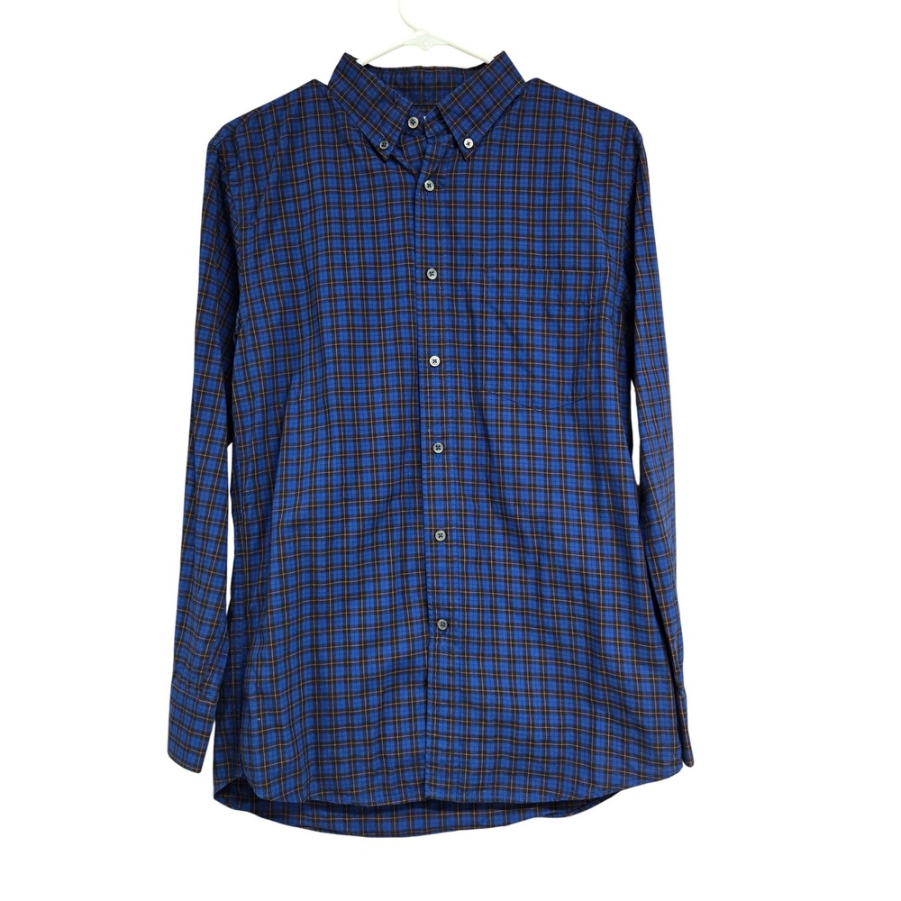 Uniqlo‎ Plaid Button Down Long Sleeve Shirt 100% Cotton Blue Men's Size M